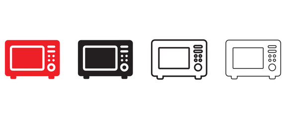 microwave oven icon vector design, microwave oven vector, silhouette and line art