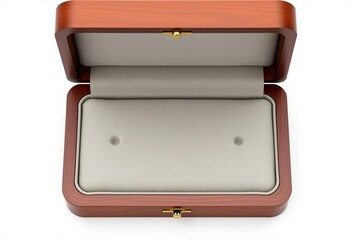 Elegant wooden jewelry box mockup with open lid, showcasing interior velvet lining,  detail,  showcase