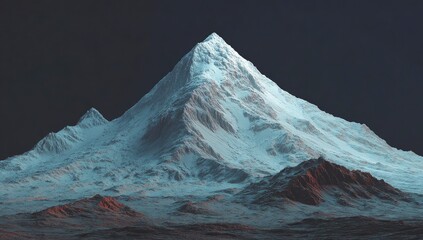 Snowy mountain peak, dramatic lighting