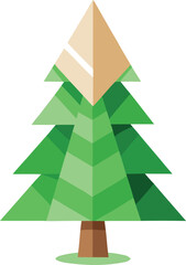 Fototapeta premium Minimalist Christmas tree made from recycled paper and green leaves vector