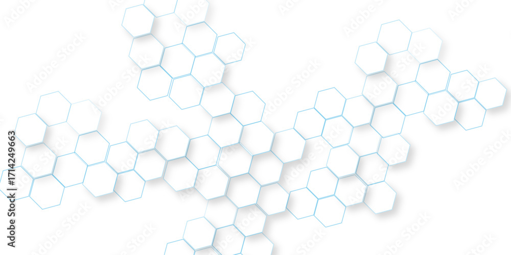 Poster technology abstract background with hexagons mesh, transparent vector background with glowing hexago