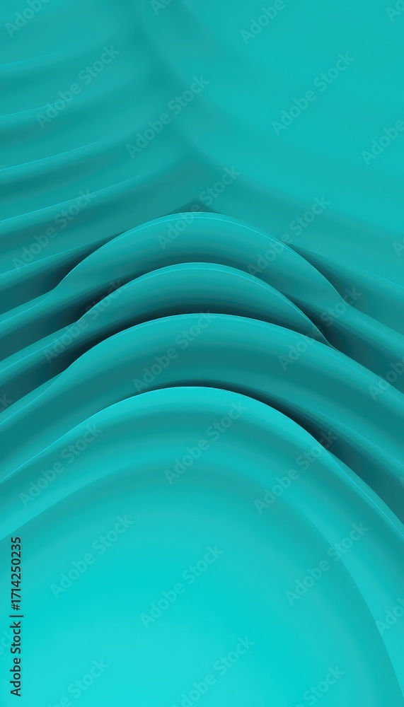 Poster abstract background of turquoise flowing surfaces, creating a serene and modern texture ideal for gr