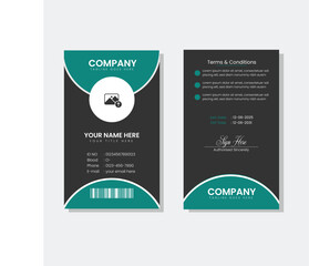 Modern Identity Card Layout, Template. cyan and black geometric. circular pattern