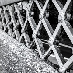 Ornate metal bridge railing detail