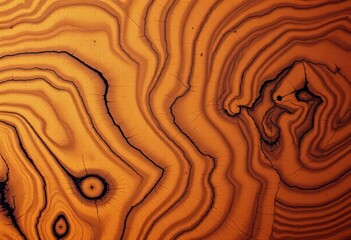 Intricate swirling patterns of light and dark brown wood grain, plank, design