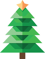 Fototapeta premium Minimalist Christmas tree made from recycled paper and green leaves vector