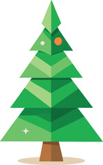 Fototapeta premium Minimalist Christmas tree made from recycled paper and green leaves vector