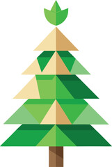 Fototapeta premium Minimalist Christmas tree made from recycled paper and green leaves vector