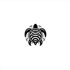 Stylized black turtle logo with geometric pattern on white background
