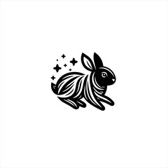 Stylized black rabbit with stars illustration