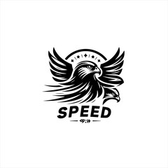 Aggressive eagle and falcon logo with speed text