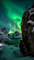 Northern Lights over a fjord