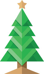Obraz premium Minimalist Christmas tree made from recycled paper and green leaves vector