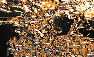 Abstract molten gold texture, fiery liquid metal art, glowing reflective digital fluid pattern, modern luminous artwork
