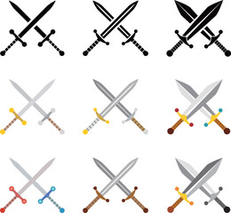 交差する剣のアイコン　セット