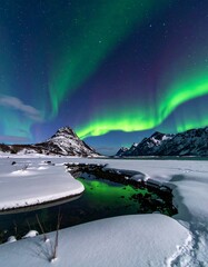 Northern Lights over a snowy landscape (1)