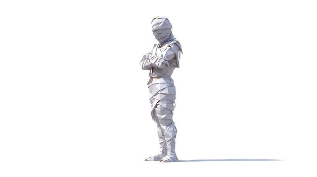 Low poly 3D Halloween Mummy isolated on the white background  - Powered by Adobe