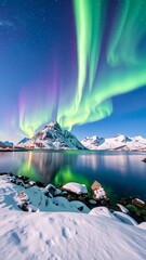 Northern Lights over a winter landscape