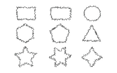 Geometric shapes with jagged edges arranged on a white background design element