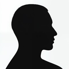 Silhouette of a young male head, showcasing a minimalist profile against a light background.
