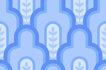 Geometric seamless pattern inspired by the Arabian arches in blue