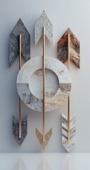 Geometric arrows, marble design, minimalist