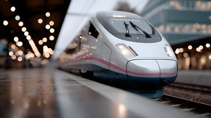 Obraz premium A Futuristic Train Arriving at a Station