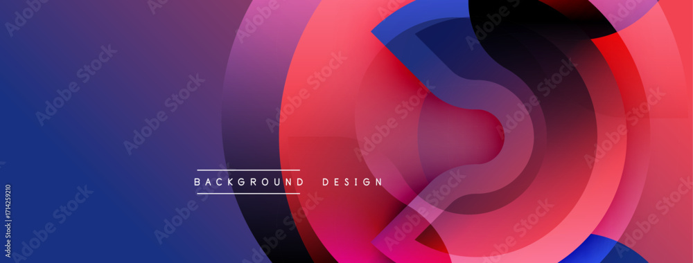 Poster abstract background features overlapping colorful circles. gradient transitions create dynamic visua