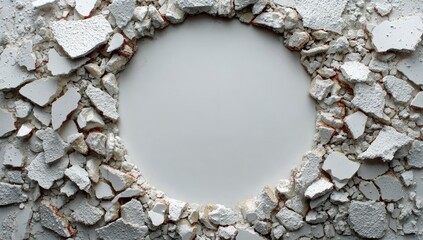Circular frame of crushed white material