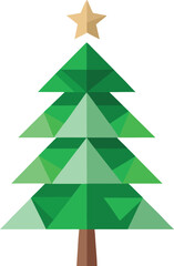 Obraz premium Minimalist Christmas tree made from recycled paper and green leaves vector