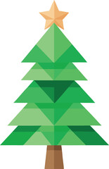 Fototapeta premium Minimalist Christmas tree made from recycled paper and green leaves vector
