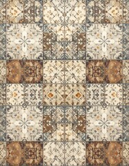 Ornate patterned tiles in muted tones