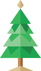 Fototapeta premium Minimalist Christmas tree made from recycled paper and green leaves vector