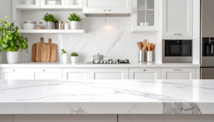 Fototapeta premium Modern white kitchen countertop