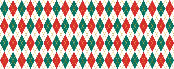 Seamless Argyle Red and Green Pattern