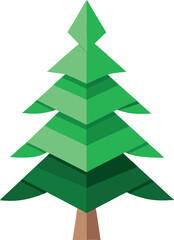 Fototapeta premium Minimalist Christmas tree made from recycled paper and green leaves vector