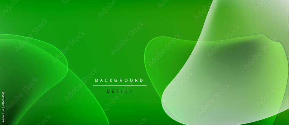 Aufkleber abstract green background. fluid shapes overlap, creating dynamic visual effect. minimalist design w