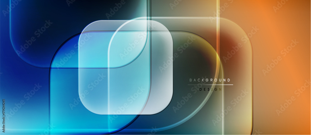 Poster abstract geometric shapes, vibrant colors blend. smooth gradients create modern design, dynamic comp