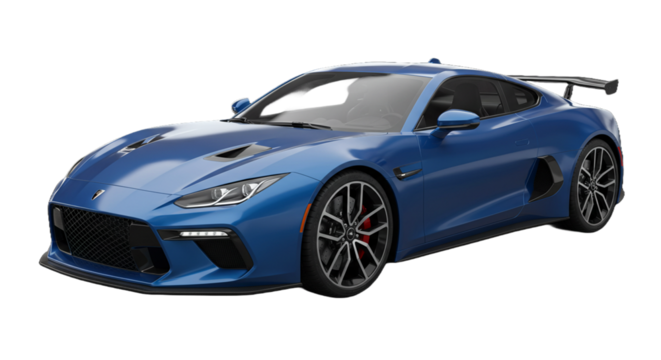 blue sports car, digital art, AI generative image