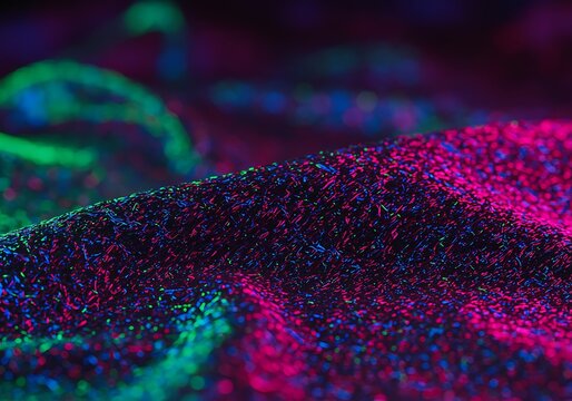 Abstract macro shot of colorful fibers with vibrant glowing hues creating a textured background perfect for creative designs - Powered by Adobe