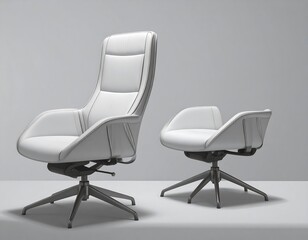 Modern white office chair and ottoman set