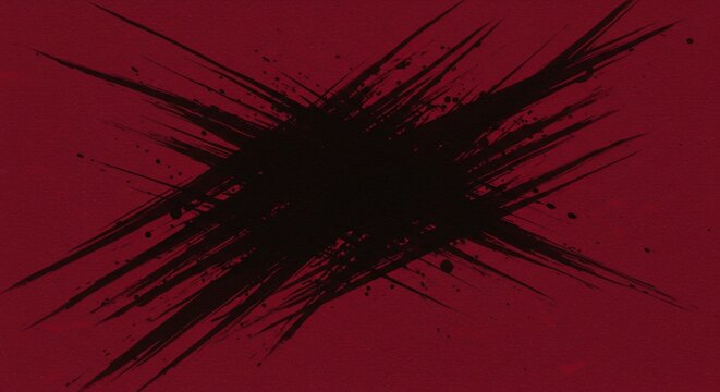 Abstract black ink splash on red background high resolution graphic design element