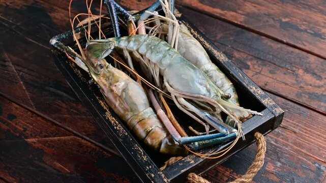 Raw river shrimp  prawn rosenberg