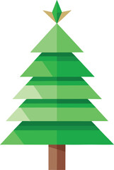 Obraz premium Minimalist Christmas tree made from recycled paper and green leaves vector