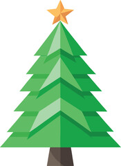 Obraz premium Minimalist Christmas tree made from recycled paper and green leaves vector