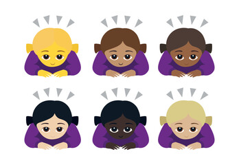 woman Person Bowing deeply dogeza apology large favour emoji symbol sign icon vector illustration isolated flat