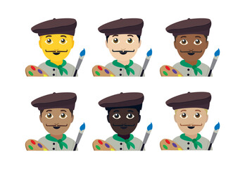 artist painter man person men male beret emoji symbol sign icon vector illustration isolated flat