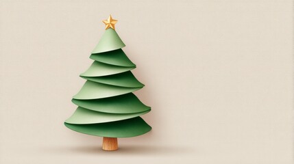 Christmas tree illustration with green layers and star on top  