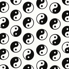 Fototapeta premium Seamless yin yang symbol pattern in black and white vector