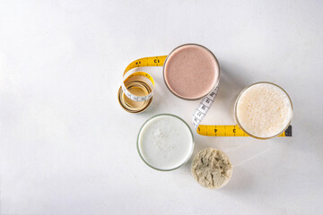 Assortment of different flavors of protein cocktails